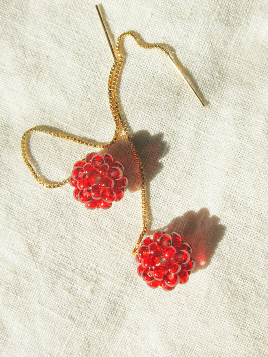 Cherry Threader Earrings, 14K Gold Fill