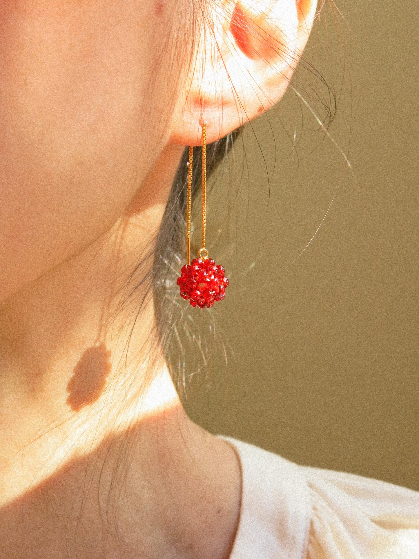 Cherry Threader Earrings, 14K Gold Fill