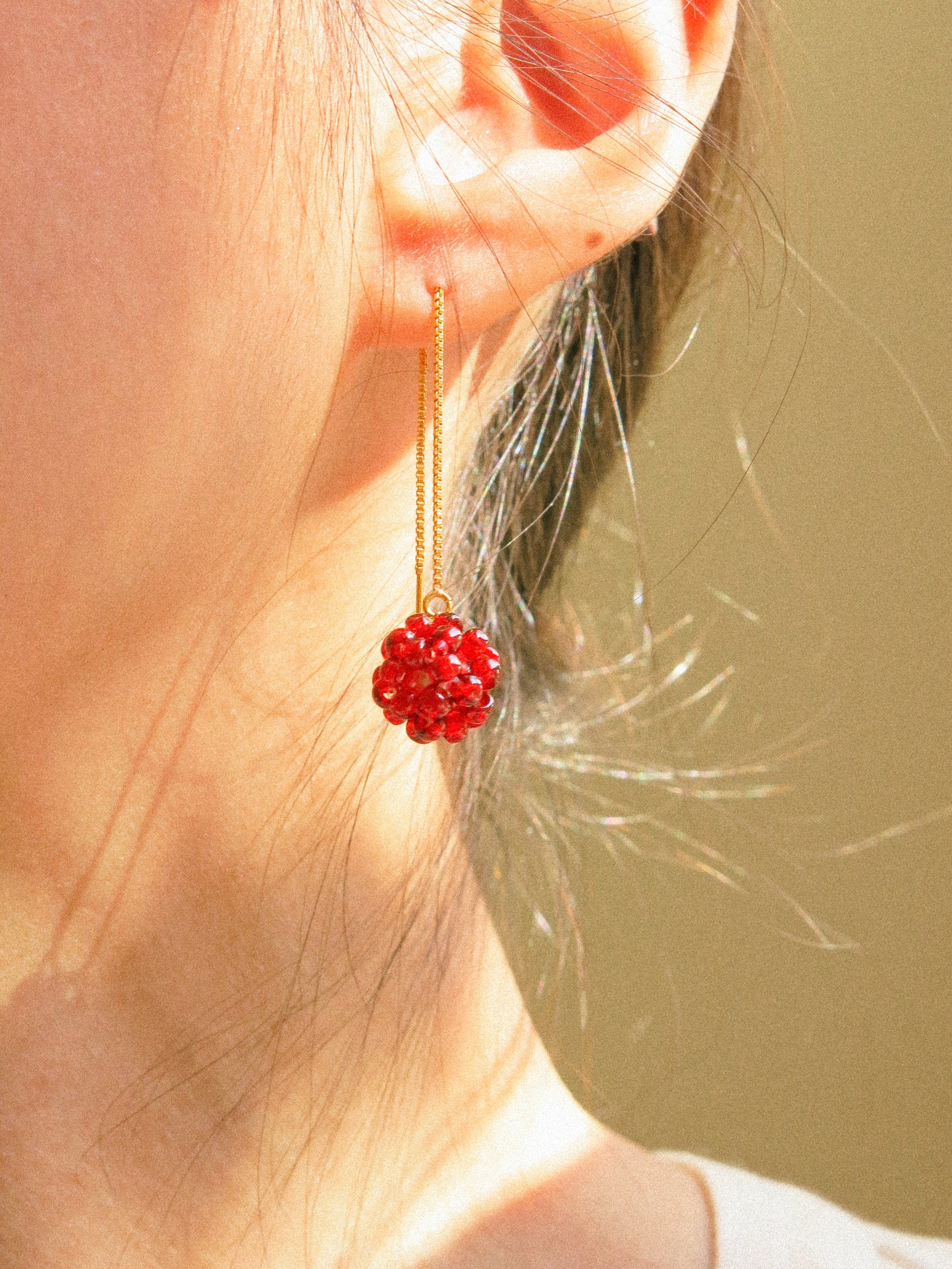 Cherry Threader Earrings, 14K Gold Fill