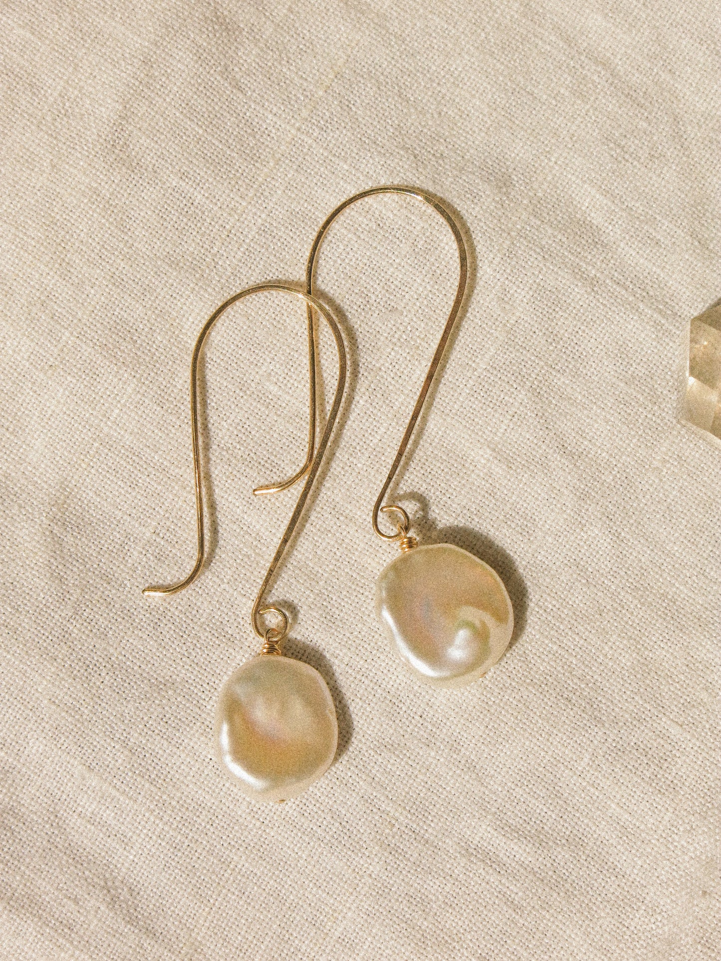 Rose White AAA Keshi Pearl Long Hook Dangle Earrings