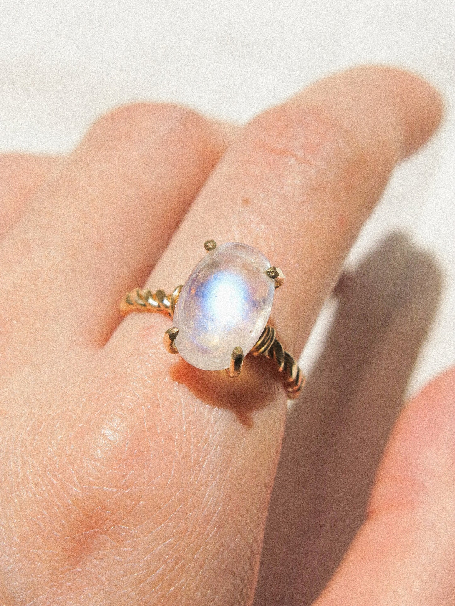 AAA Rainbow Moonstone prong set solitaire ring in 14K gold fill, size US 5.75, June birthstone, alternative engagement ring, moonstone ring